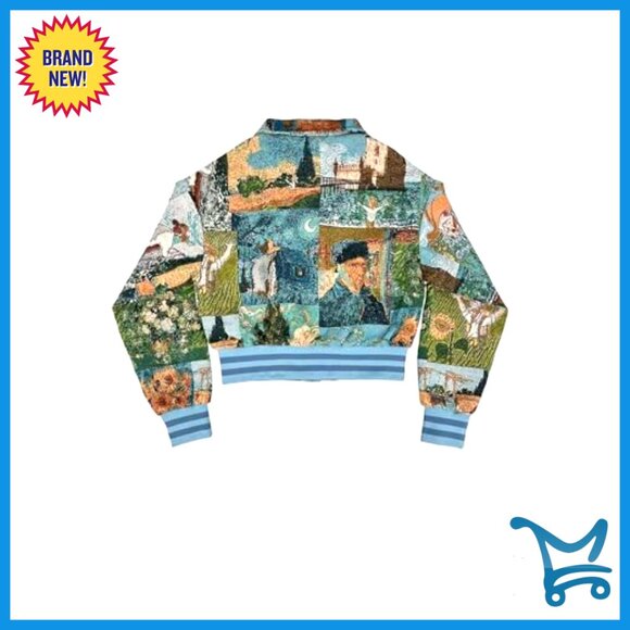 Cropped Floral Bomber Jacket, Lightweight Polyester, Button Down, Casual - Picture 5 of 5